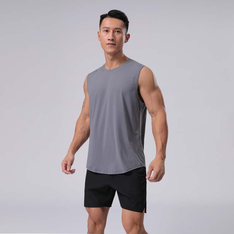 Summer men's sports running sleeveless vest quick-drying breathable casual loose fitness training top T-shirt in stock A