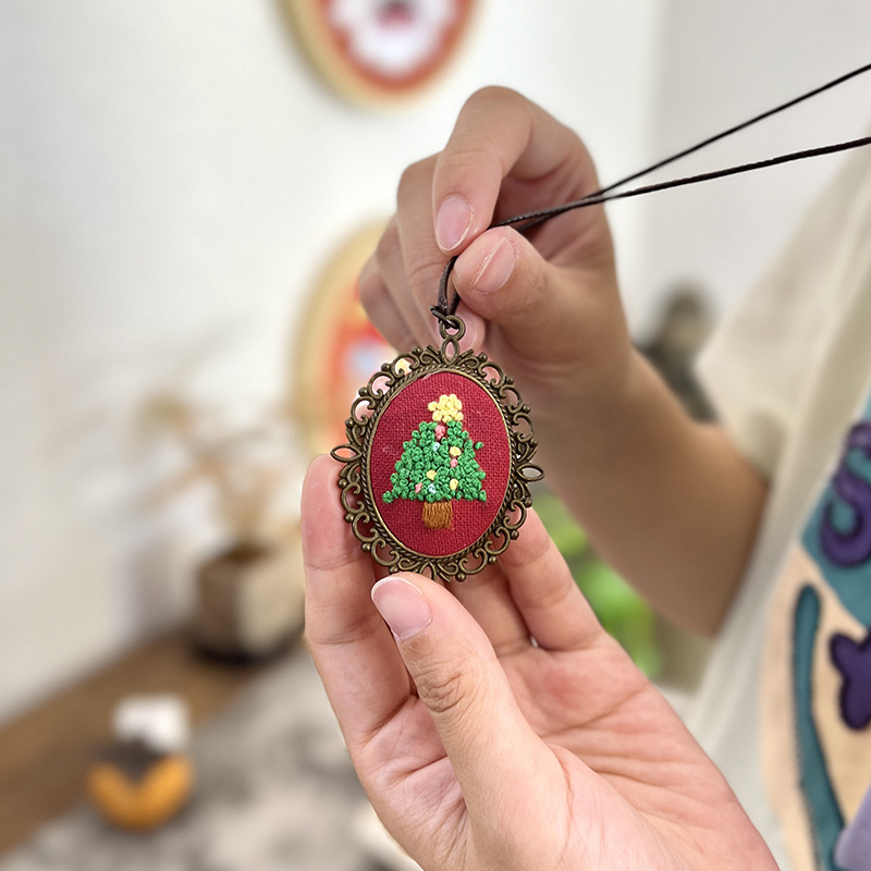 Jinhao bordado a mano bolsas de material DIY collar flor de tela mujer bordado Lu principiante suéter antiguo cadena