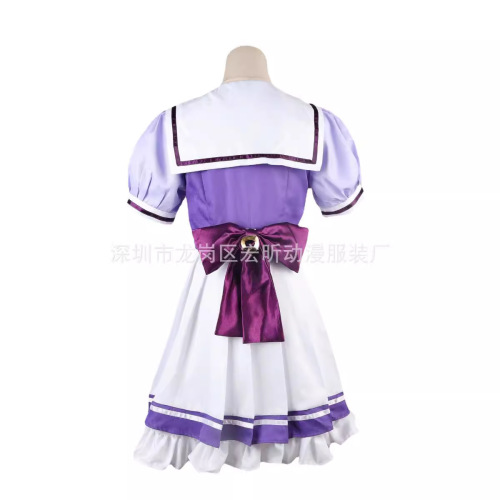Horse Girl Cosplay Costume with White Makun in Sailor Uniform for Female Student of Tresen Academy, Anime Performance Outfit