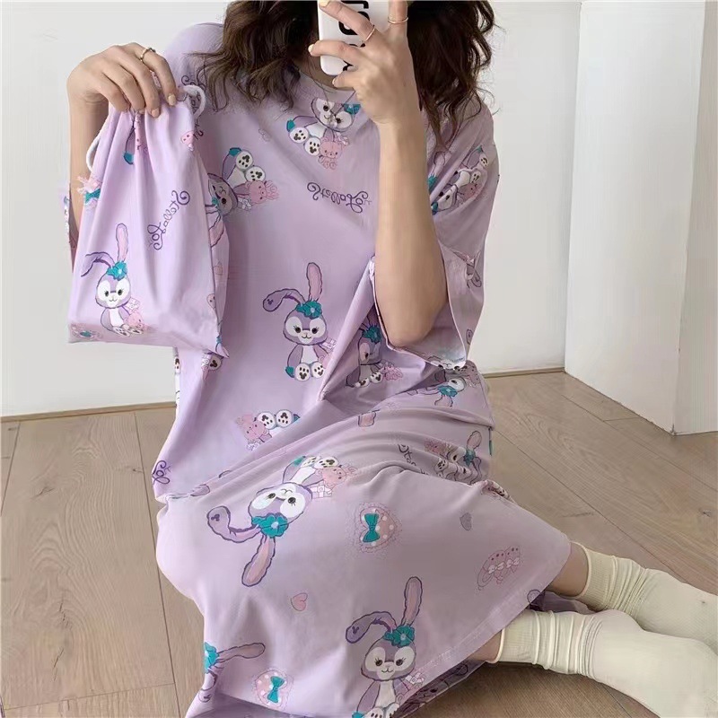 Camisón mujer verano manga corta 2024 estilo ins japonés lindo perro de laurel de jade talla grande se puede usar ropa de hogar para mujeres embarazadas