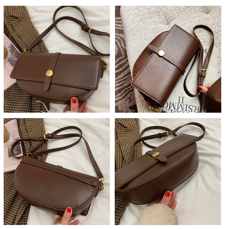 Simple Retro Fashion Saddle Bag display picture 15