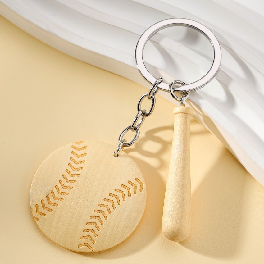 12g Weight Keychain Classification 1 Piece Quantity Daily Occasion Wood Material Baseball Pattern Unisex Gender Sports Style 1 Piece Sports Baseball Wood Unisex Keychain 6