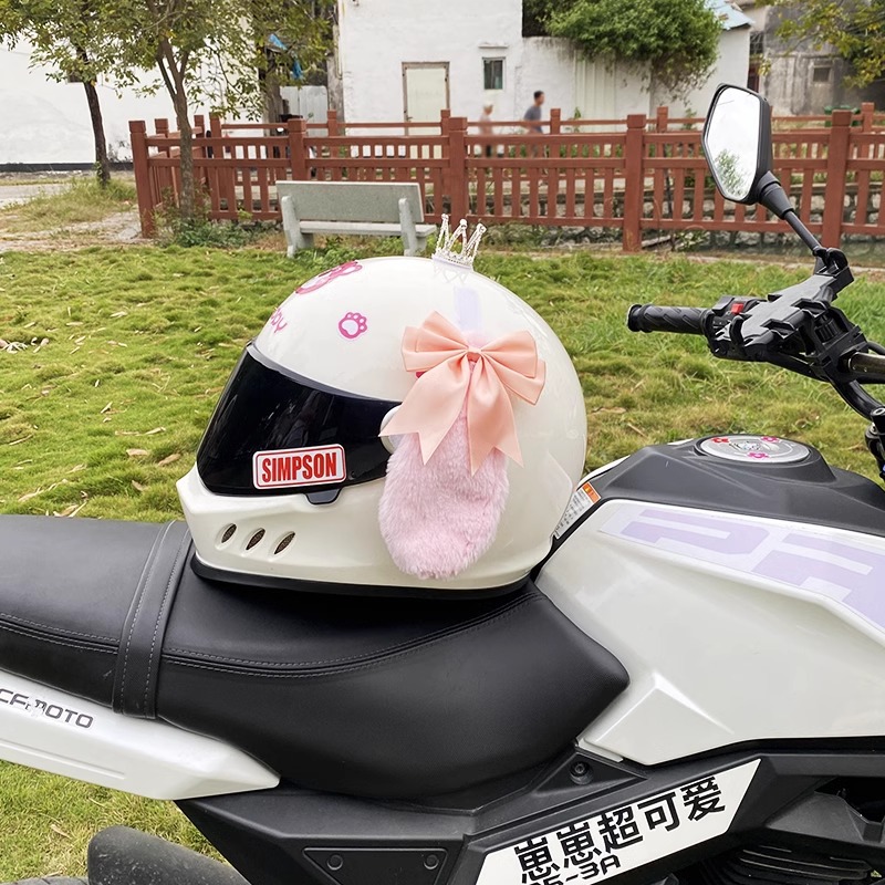 Pink Bowknot Dog Helmet Accessories Motorcycle Electric Universal