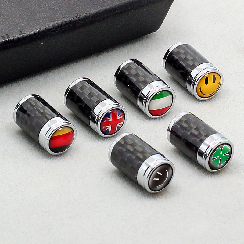 Carbon Fiber Tire Valve Cover Valve Core Cap Car Logo Valve Core Cover Modification Accessories