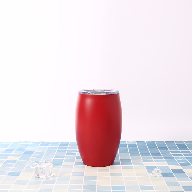 Copa de cáscara de huevo taza de vacío 304 taza de agua de acero inoxidable con tapa en forma de U copa de vino tinto de doble capa taza de cerveza de vacío fábrica al por mayor