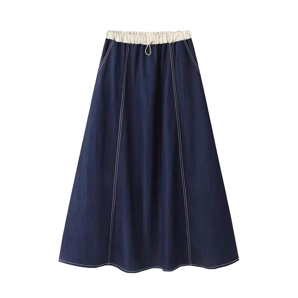 Джинсовая юбка Юбка А-силуэта свободная элегантная длинная юбка с высокой талией летняя тонкая длинная универсальная джинсовая юбка