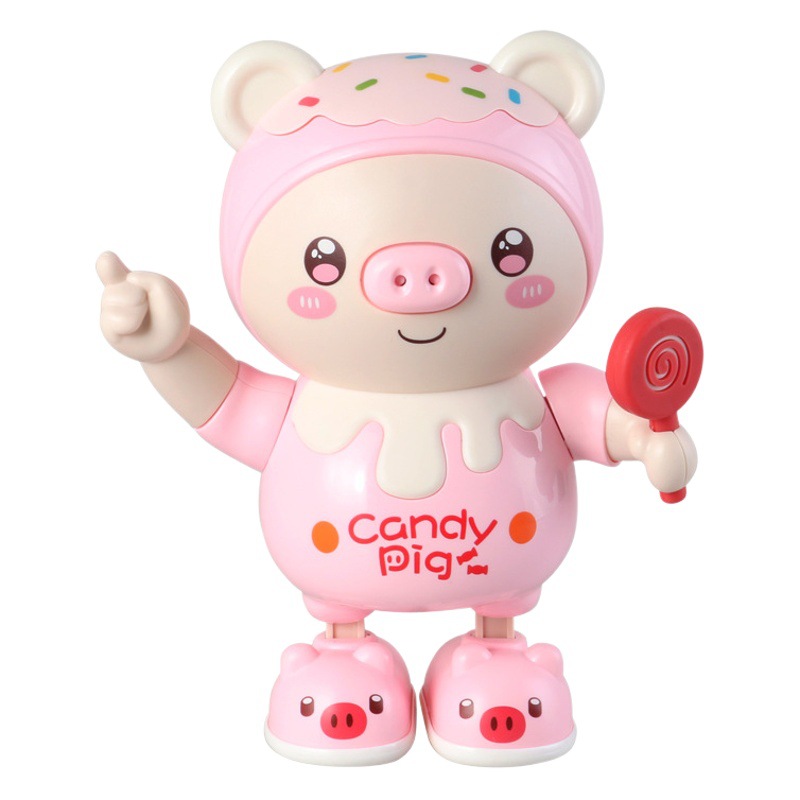 Entrega de una pieza baile eléctrico pequeño cerdo lindo muñeca de juguete música ligera swing cerdo puesto de mercado nocturno al por mayor