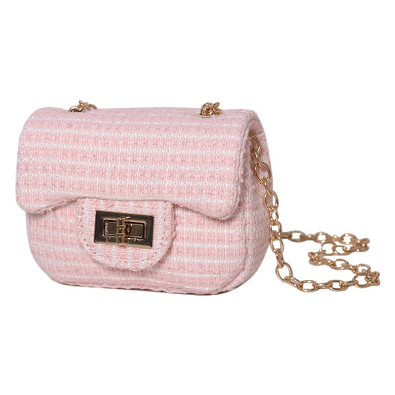 Wholesale children's bag children's bag girls' mini Chanel style cotton and linen fashion messenger bag infant shoulder coin purse
