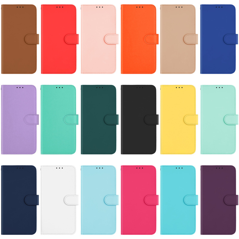 Cross-border Applicable iphone17 Solid Color Flip Leather Case 16pro Multi-color Drop-resistant Foreign Trade Case in stock Wholesale