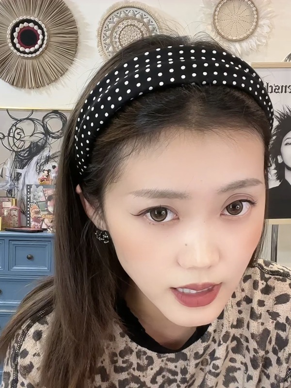 甜酷洋气波点黑白色褶皱发箍宽加厚抬高颅顶显瘦圆脸头箍可爱|undefined