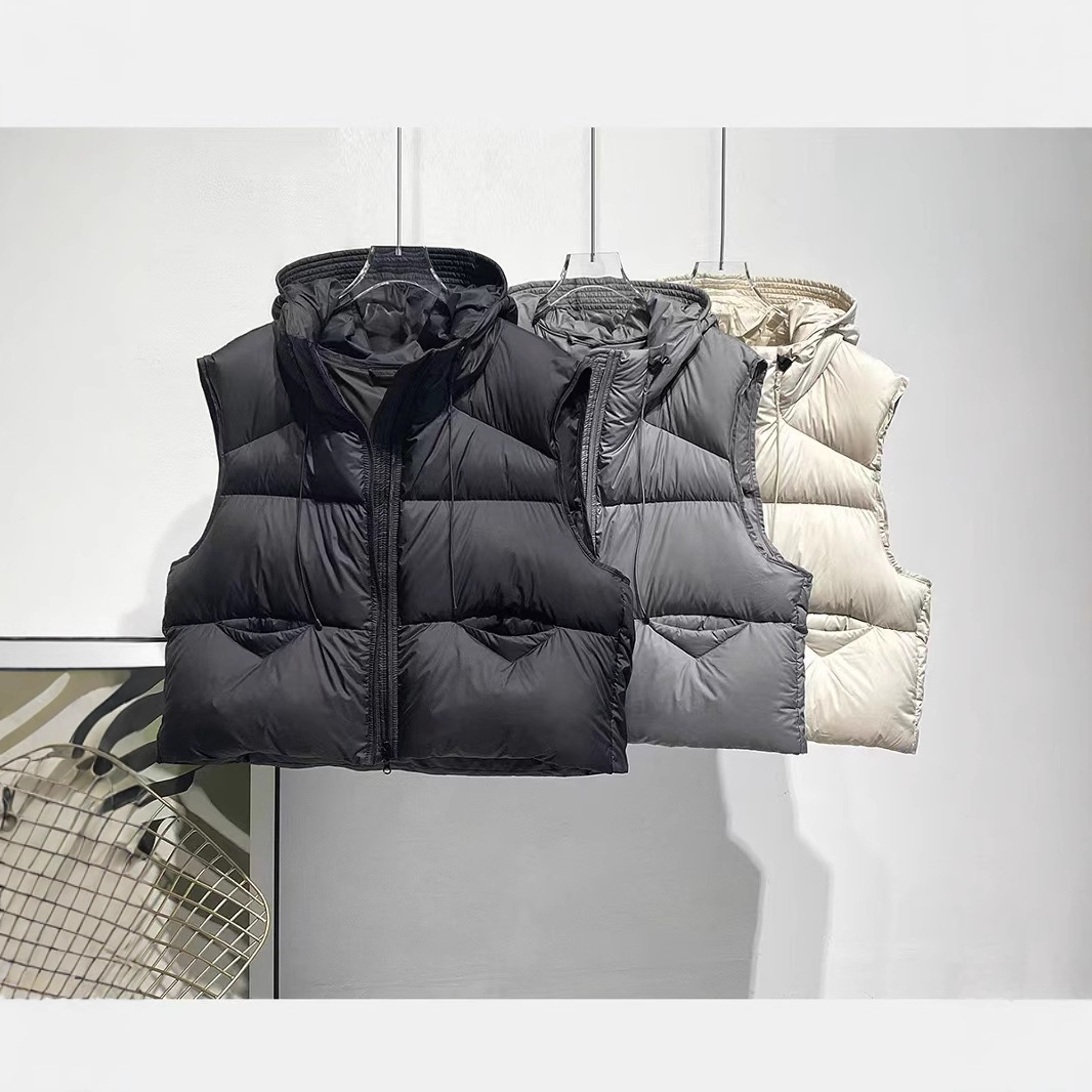 2025 New Short Goose Down Jacket, Autumn/Winter Loose-fitting Vest for Women, Thickened Hooded, Petite, High-end Korean Style, Suitable for Outdoor Wear