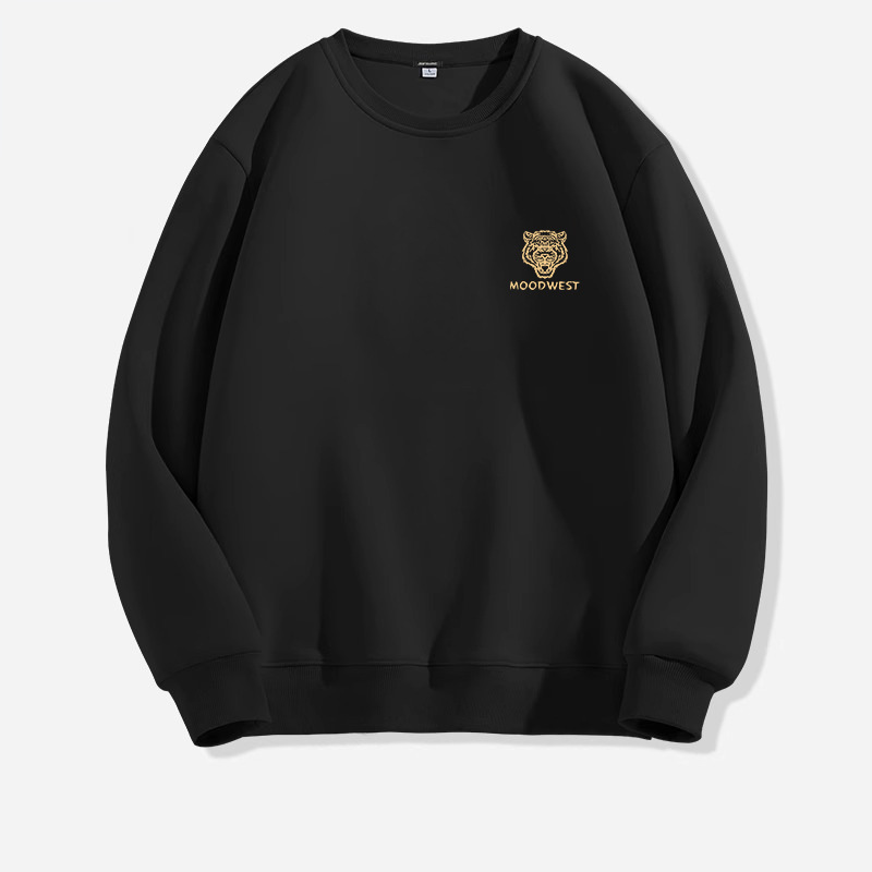 Men's Clothing autumn and winter men's loose sweatshirt versatile simple print solid color round neck long sleeve top_voghion.com