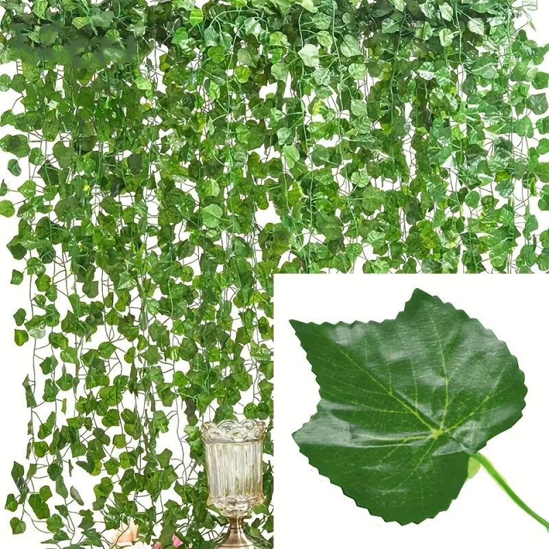 Simulación verde hiedra falso eucalipto dinero eucalipto artificial escalada de montaña tigre rosa uva flores plásticas
