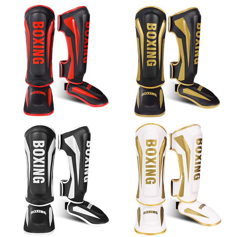 Sanda Fighting Leg Protectors with Instep Muay Thai Boxing Shin Protectors with Body Protectors Foot Protectors Actual Combat Fighting Leg Protectors Training Protectors