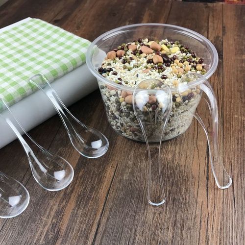 Disposable spoon thickened aviation crystal small spoon dessert hard glue transparent plastic spoon spoon porridge rice spoon