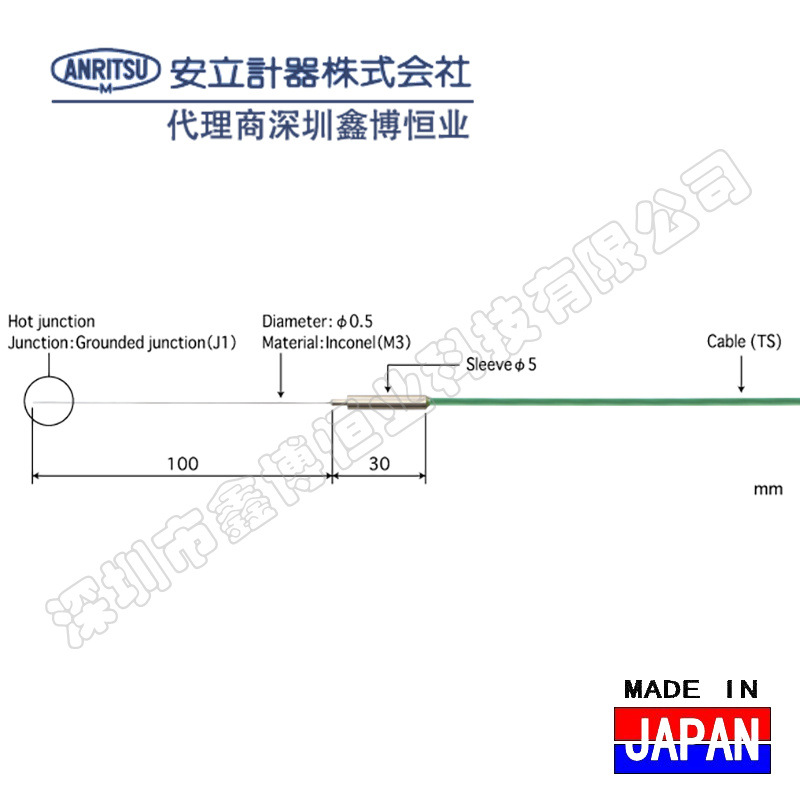 A1.6K-J1-M1-L400-TC1-ANP日本安立ANRITSU铠装测温热电偶探头