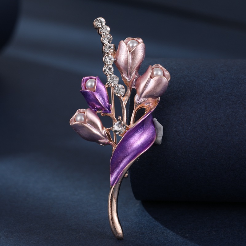 Diamante incrustado flor de cristal broche de aleación con cuentas ramillete de moda elegante perla rhinestone cristal flor broche al por mayor image 8