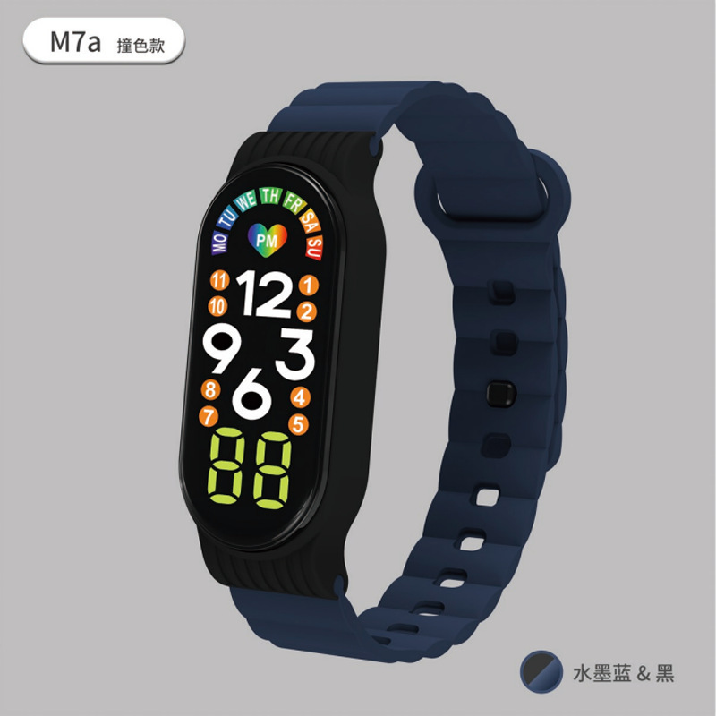 Venta directa de fábrica M 7 M7a contraste color LED reloj electrónico pulsera para niños vida impermeable reloj electrónico en stock al por mayor