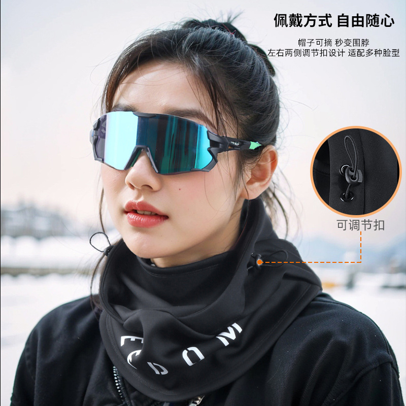 ♔ Cross-Border Amazon Winter Outdoor Ski Face Protection Hooded Hat Sports Cycling Windproof Mask with Fleece Lining