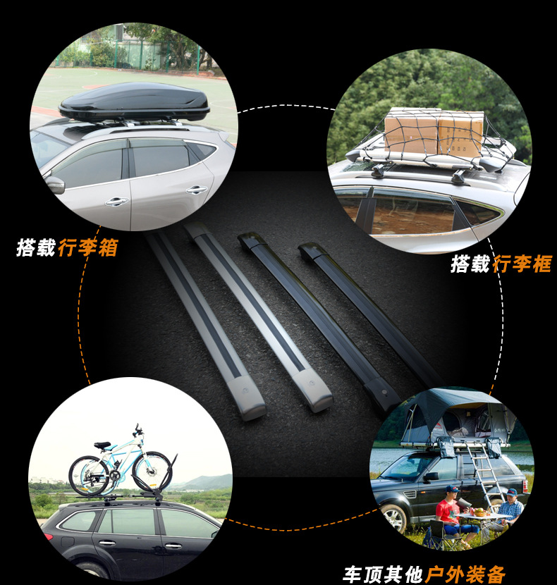 Crocodile-style roof rack with crossbars, aluminum alloy roof rack, universal travel rack with strong load-bearing capacity