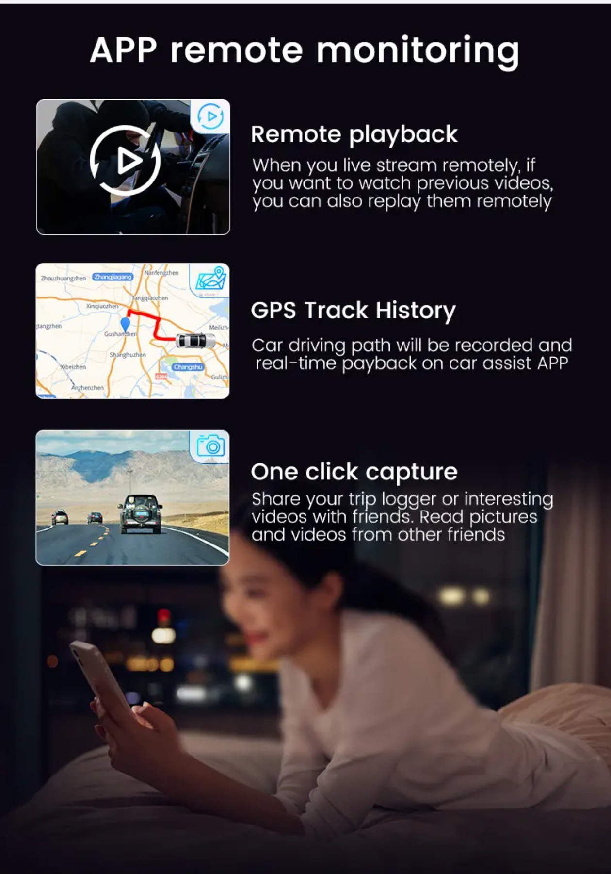 Cross-Border Universal 4g Remote Positioning Driving Recorder Front and Rear Dual-Lens High-Definition Parking Monitoring Multi-Language