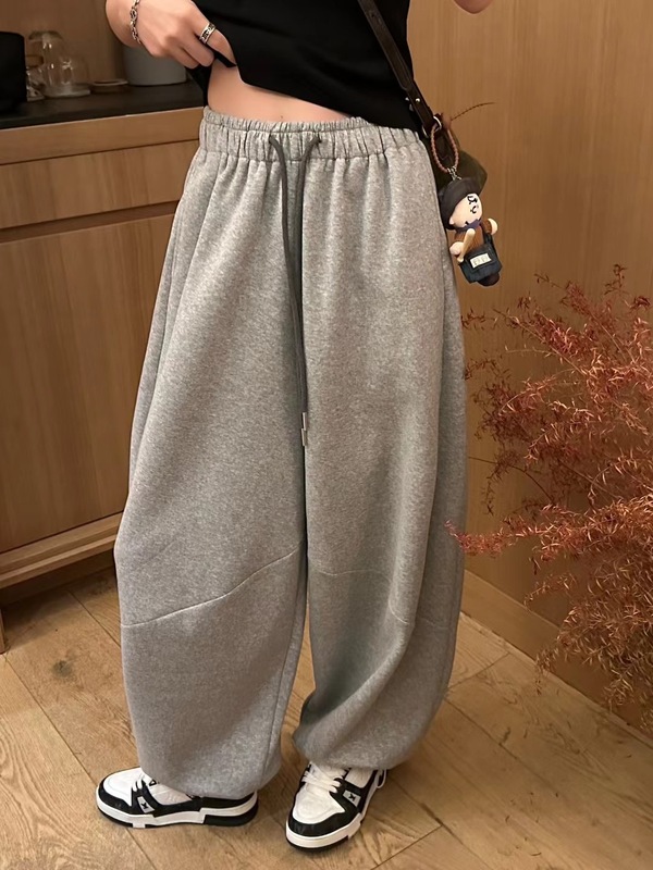2025杭产卫裤女秋季新款高腰显瘦宽松百搭阔腿束脚休闲长裤潮|undefined