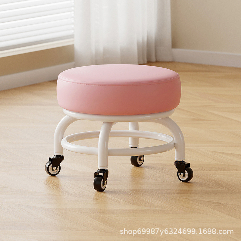 Rueda universal taburete pequeño polea doméstica taburete redondo para cambiar zapatos limpiador taburete bajo con artefactos mágicos para niños pequeños taburetes silenciosos