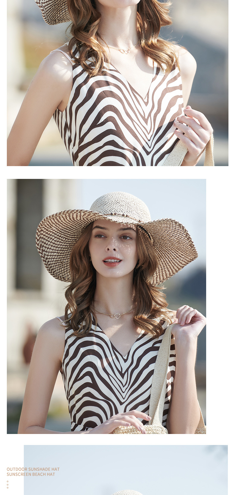 sunshade sunscreen and UV protection wide-brimmed handmade bucket hat NSKJM126299