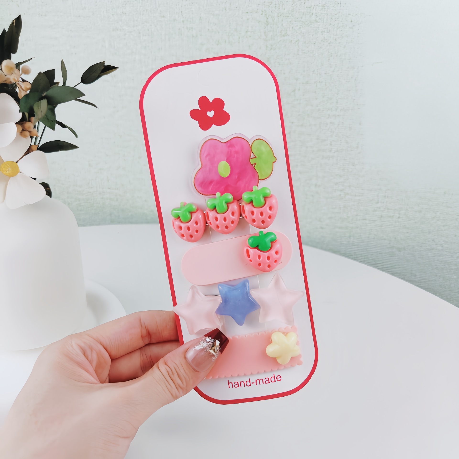 Clipper de cabello para niños acrílico flores tarjeta de cabello de dopamina niñas fresa clipper de cabello para niñas frises clipbb chaqueta