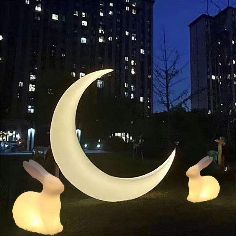 2m 달 + 달을 바라보는 토끼 2마리