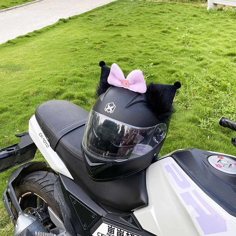 Purple Bow Kuromi Ear Helmet Decoration Motorcycle Helmet Accessories