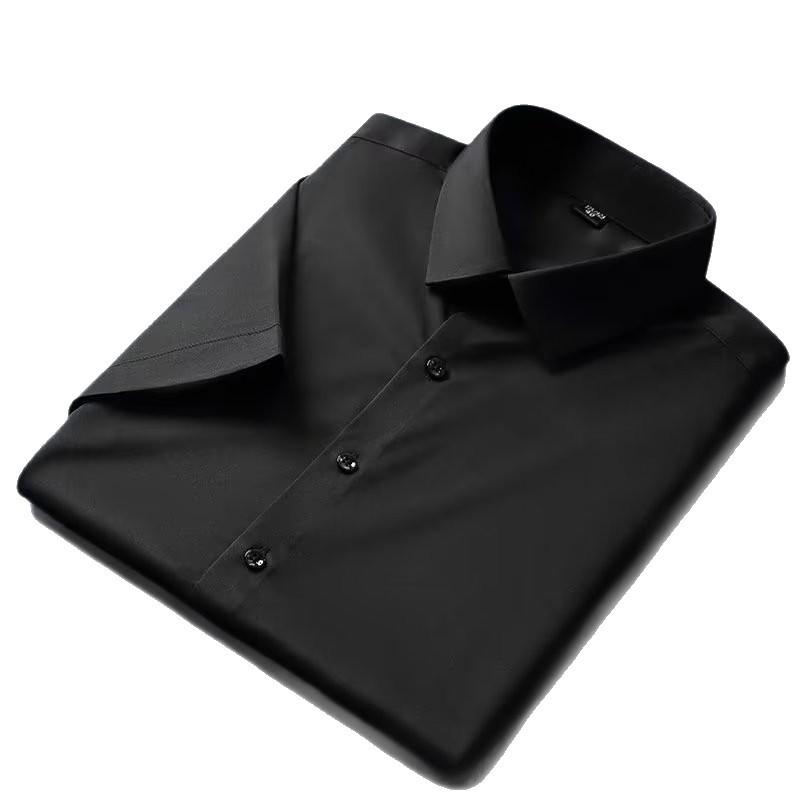 Camisa de manga corta de seda fina de verano, camisa elástica para hombre que no necesita planchado, sensación de alta gama para recién casados, camisa profesional de negocios para hombre.