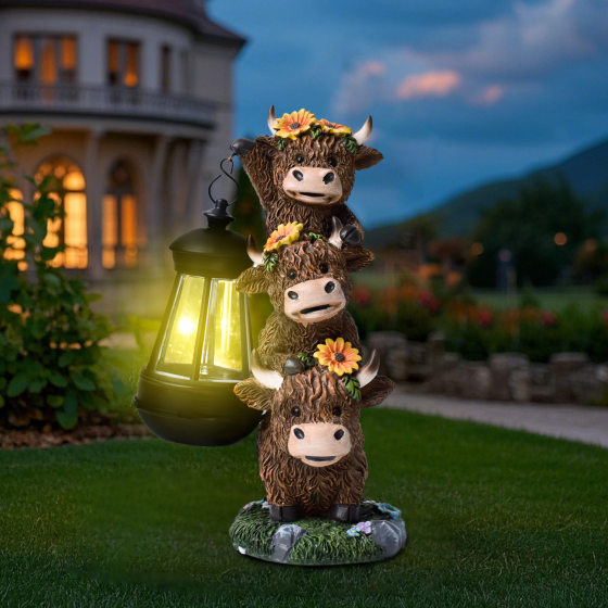 Cross-border Cow Chandelier Resin Solar Outdoor Light Home Animal Outdoor Statue Courtyard Path Decorations