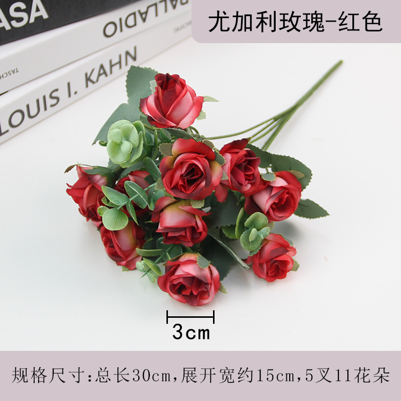 Brown 5 small rose red