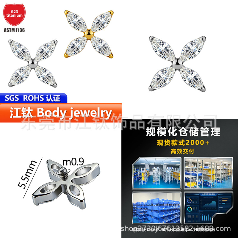 Pointed titanium steel lip stud product view