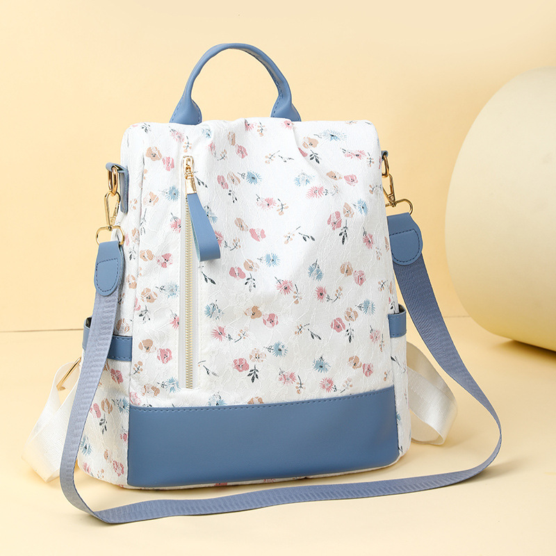 印花双肩包女时尚休闲大容量户外旅行防盗双肩包跨境简约轻便背包