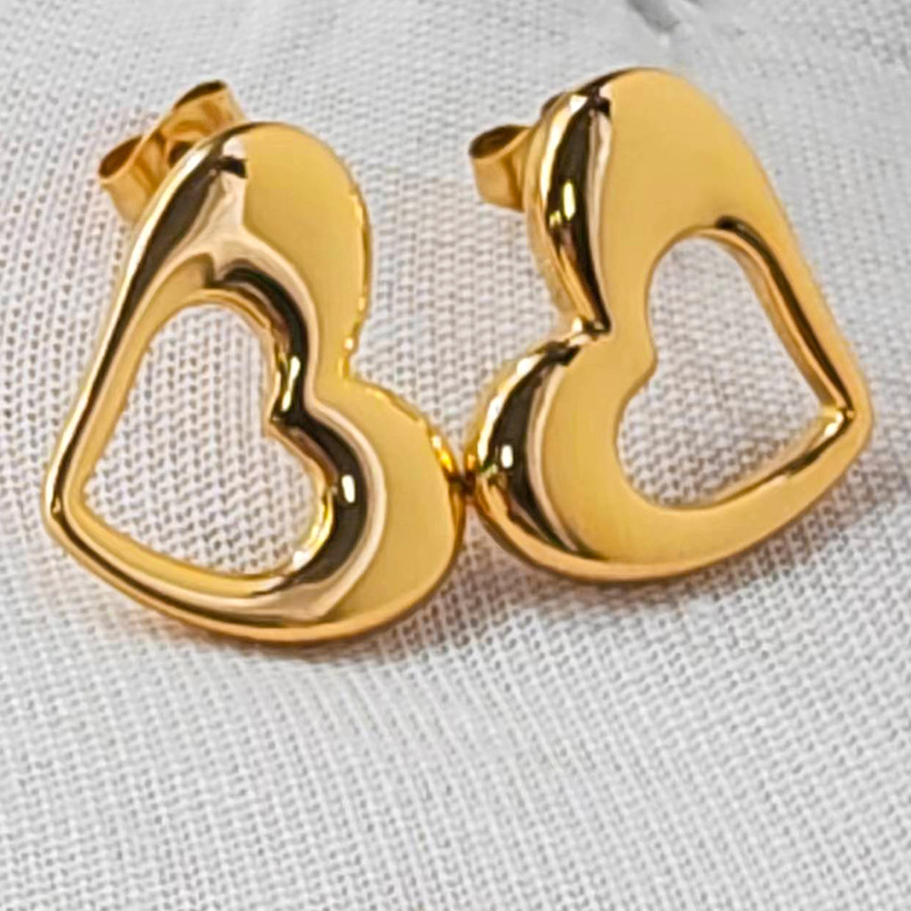 16g Weight Earrings Classification Daily Occasion Simple Style Heart Shape Stainless Steel Plating Earrings