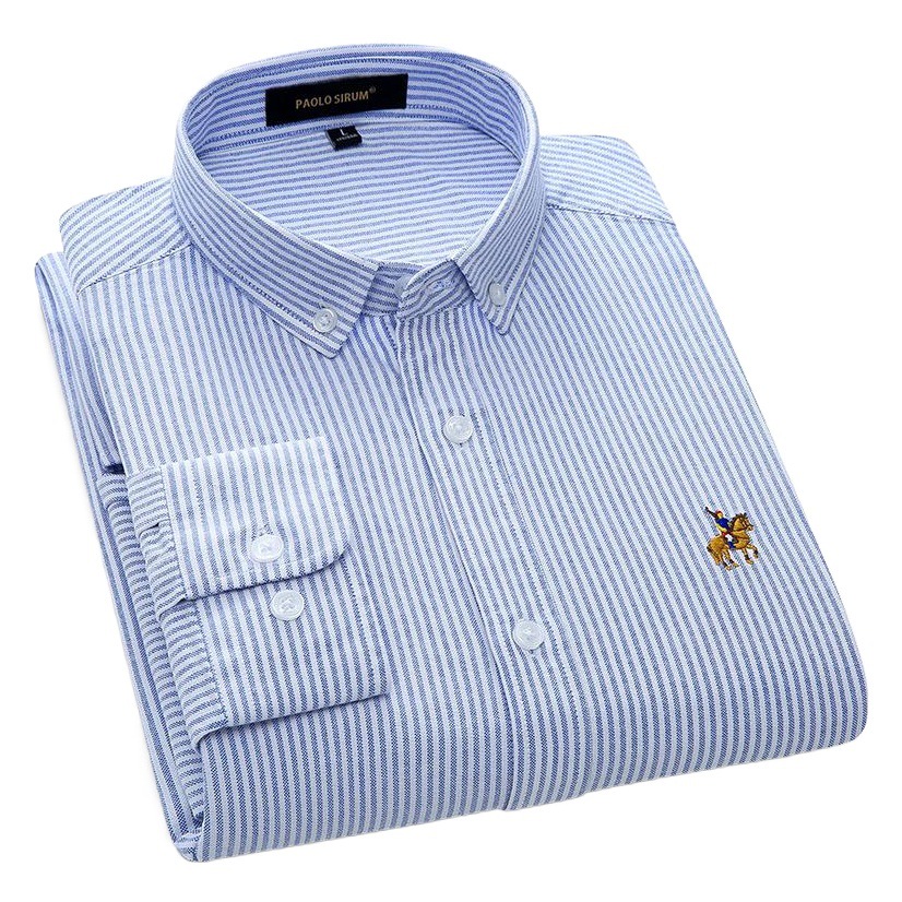 Amazon comercio exterior de algodón de tamaño europeo Oxford hombres camisa de manga larga de color sólido transfronterizo más tamaño camisa bordada de algodón