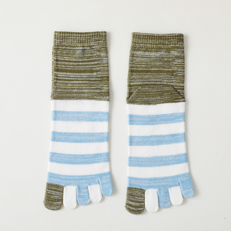 1 Paar neue Mann Zehen Sport Socken Herbst Winter Baumwolle bunt gestreifte Kompression Outdoor Fitness Bike Run Travel 5 Finger Socken – Detail 3