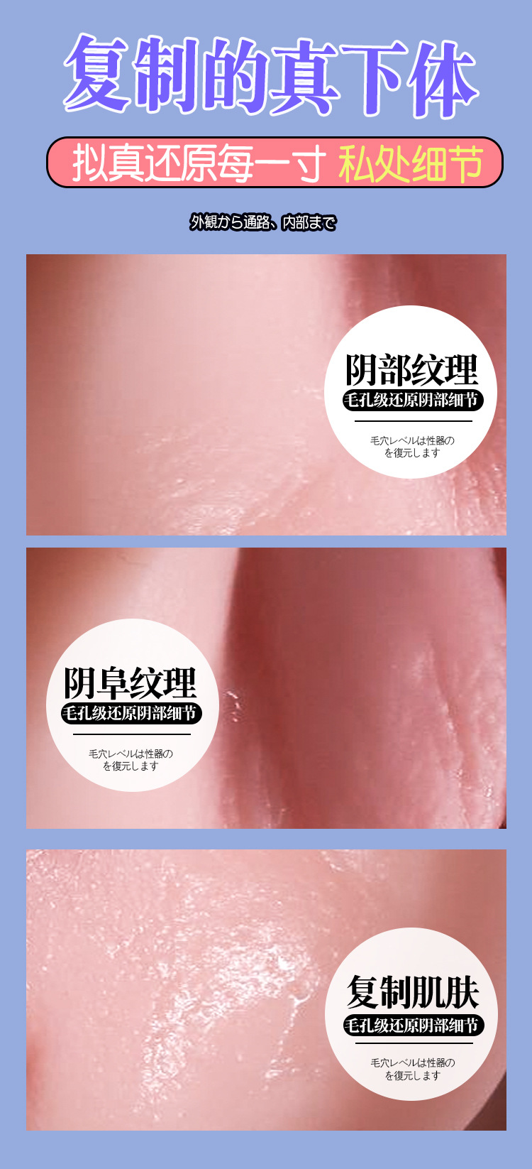 Manual Male Masturbator Cup with Realistic Vaginal and Buttocks Texture, TPE, Skin Tone — detail image 6