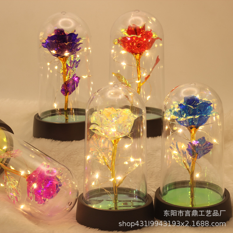 Adornos pequeños de rosas eternas, flores simuladas para regalo de cumpleaños o Navidad