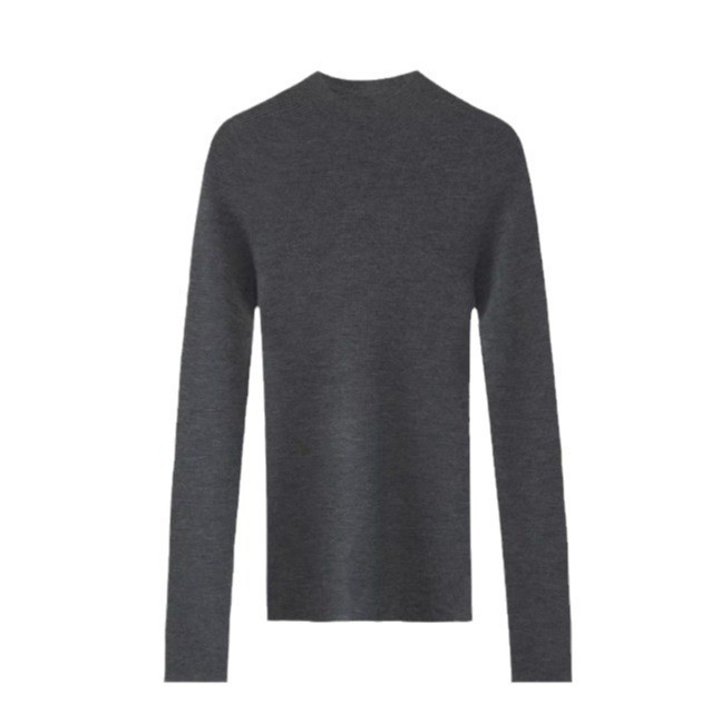 [Yangzi Yarn] シームレス 100% ウール セーター ハーフタートルネック セーター 長袖 ボトムス ミッドカラー 万能トップス 秋冬 レディース