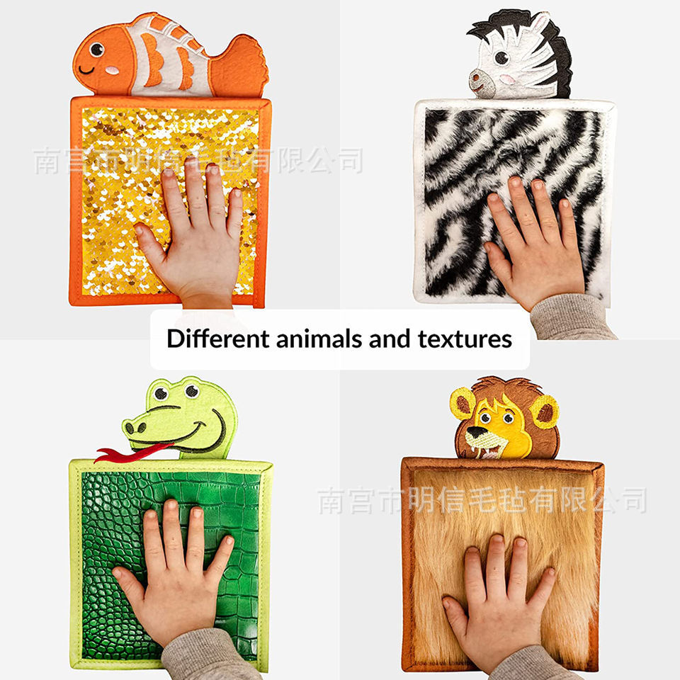 Materiales de enseñanza en el lugar almohadillas sensoriales animales juguetes autistas niños felt pelo tacto
