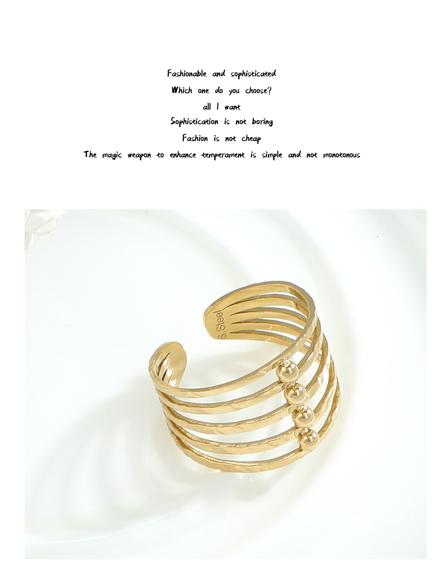 Simple Style Geometric Solid Color Stainless Steel Open Ring Stripe No Inlaid Stainless Steel Rings