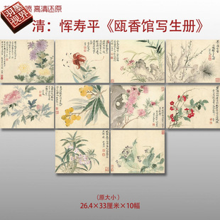 Yun Shouping's "Ouxiangguan" Sketchbook from the Qing Dynasty, a Reproduction of the Boneless Flower Painting, High-Definition Art Giclée Painting, Copy of the Painting Manuscript