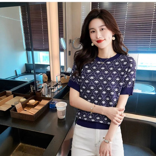 Jinya Lyocell Tencel Knitted Short-Sleeved Women's 2025 Summer Thin French Style Versatile T-Shirt Top