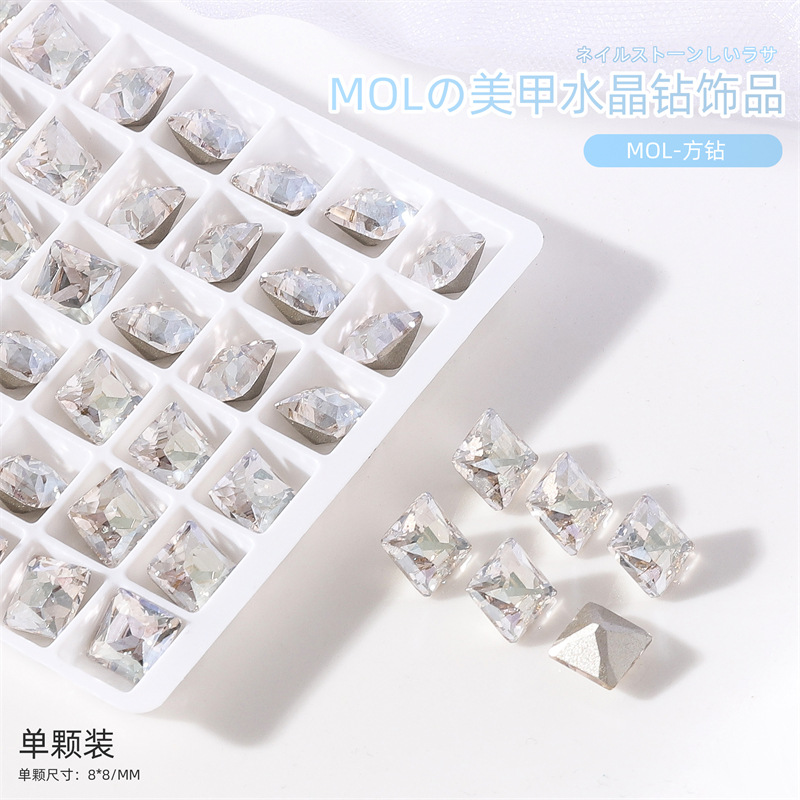 Internet celebridad nueva manicura K9 diamante MOL luz de la luna color mágico de forma especial en punta de diamante mariposa gota de agua corazón torcido clavo de cristal diamante