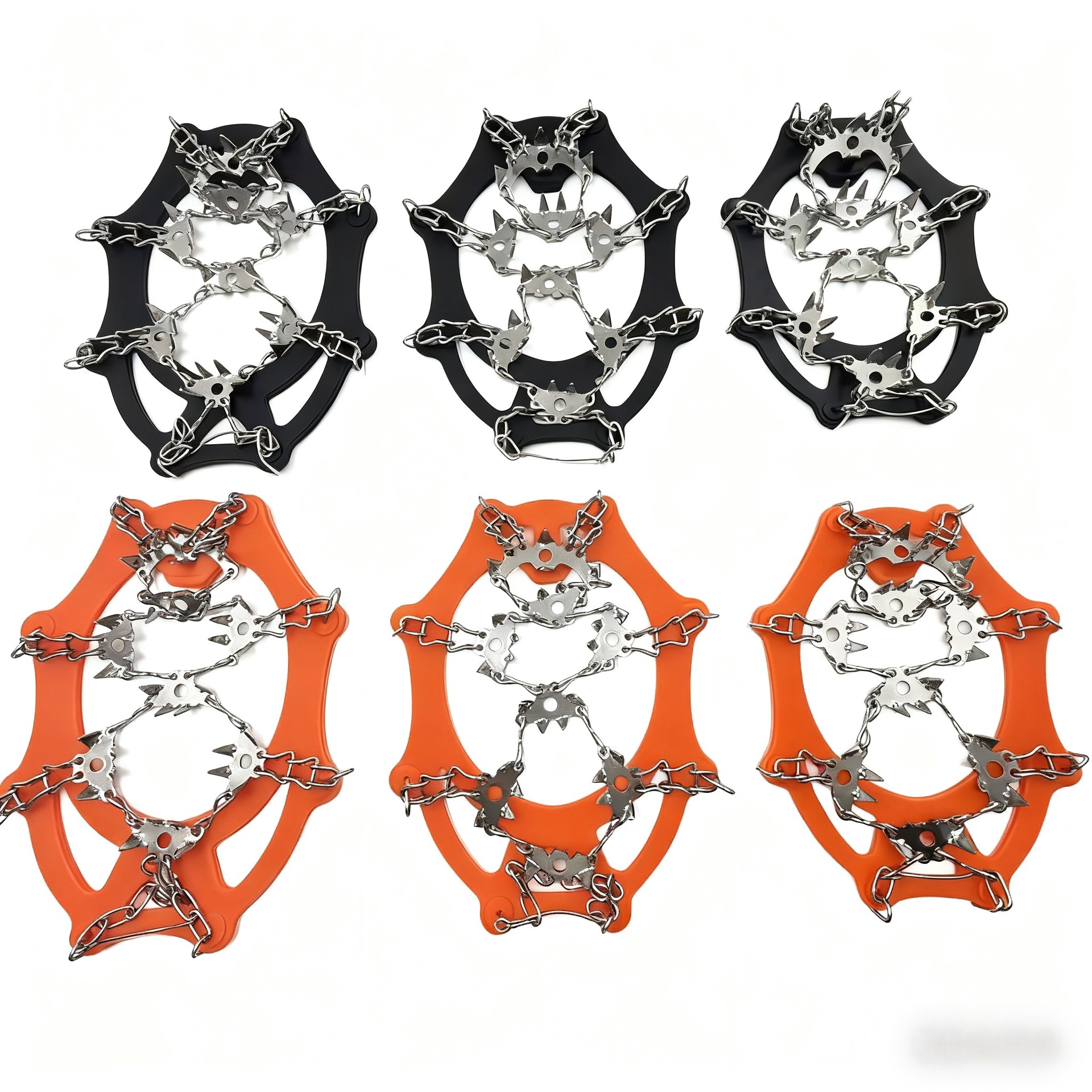 Outdoor hiking 32-tooth silicone crampons, 32-tooth snow anti-slip shoe covers, 201 stainless steel chain crampon covers
