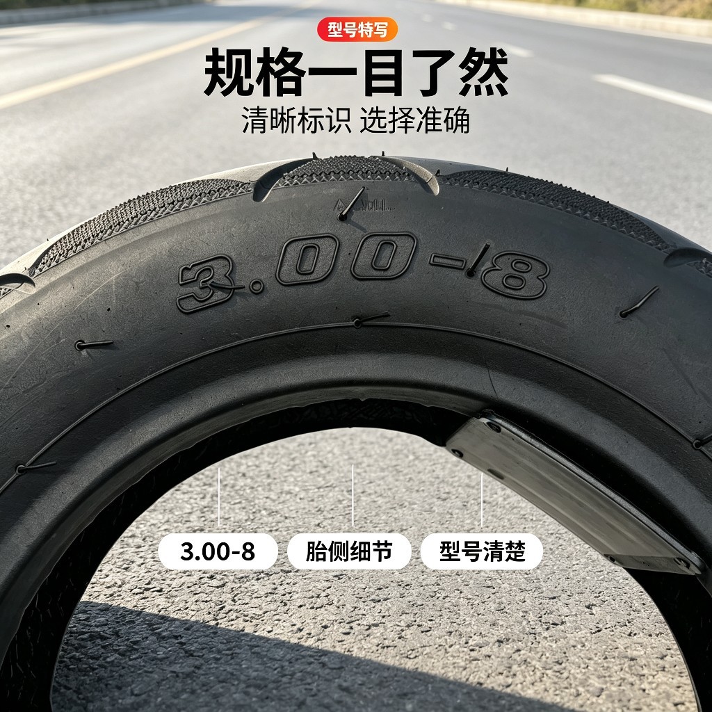 Brand new 3.00-8 steel wire vacuum tire for electric vehicles, six-layer thickened, anti-slip and wear-resistant tire for tricycles