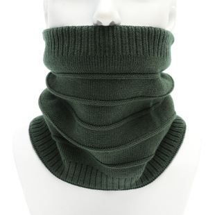 Winter Warm Fleece Striped Neck Set for Men and Women Solid Color False Collar Thickened Knitted Pullover Scarf
